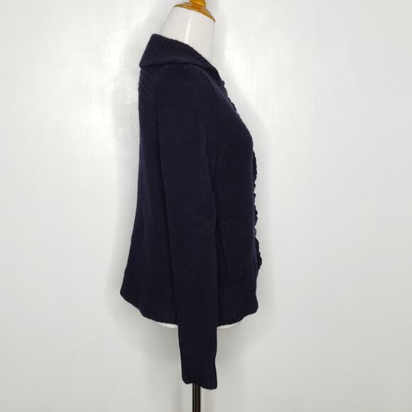 AG Adriano Goldschmied Chunky Knit Cardigan Limited Wool Italy Purple Women XS - Picture 2 of 10